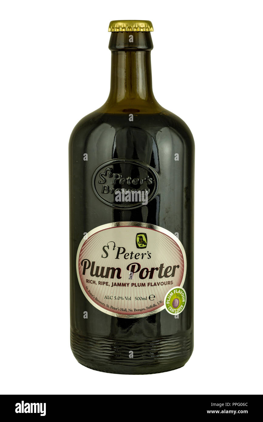 St Peter's Brewery prugna Porter ale in bottiglia. Foto Stock