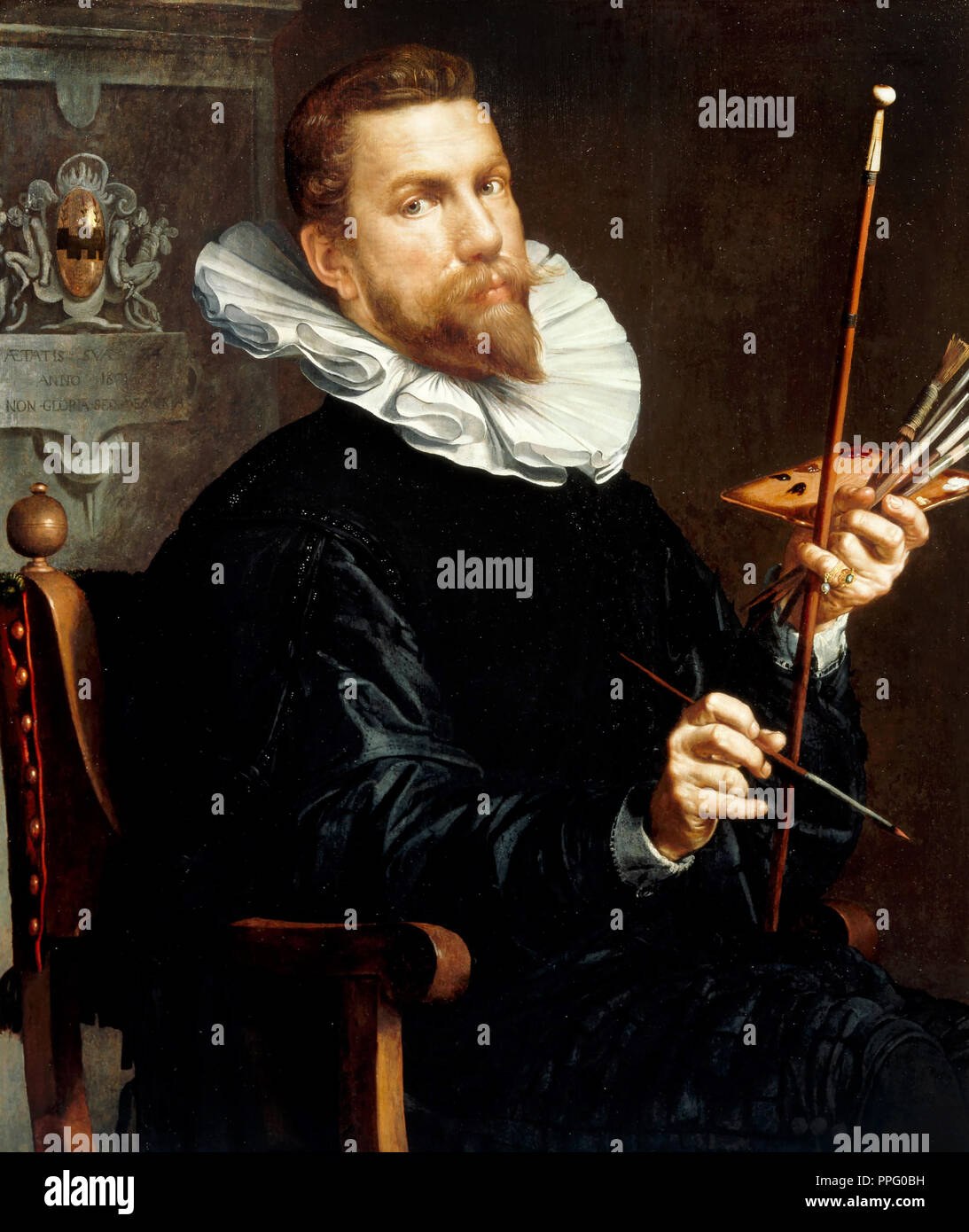 Joachim Wtewael, autoritratto 1601 olio su tela. Centraal Museum di Utrecht, Paesi Bassi. Foto Stock