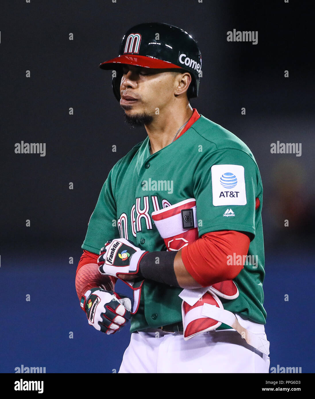 Sebastian Elizalde, duranti el partido de Italia vs Messico del torneo Clásico Mundial de Beisbol 2017 en el Estadio de Charros de Jalisco. Guadalajara Foto Stock