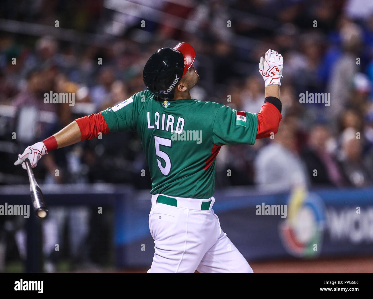 Brandon Laird de Mexico, duranti el partido de Messico vs Italia,Clásico Mundial de Beisbol en el Estadio de Charros de Jalisco. Guadalajara Jalisco un Foto Stock