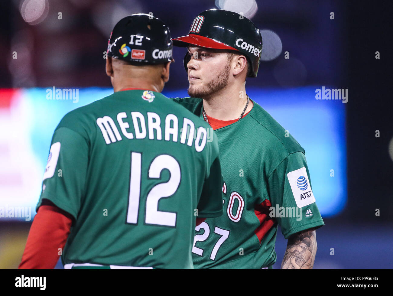 Alex Verdugo de Mexico , duranti el partido de Messico vs Italia,Clásico Mundial de Beisbol en el Estadio de Charros de Jalisco. Guadalajara Jalisco un Foto Stock