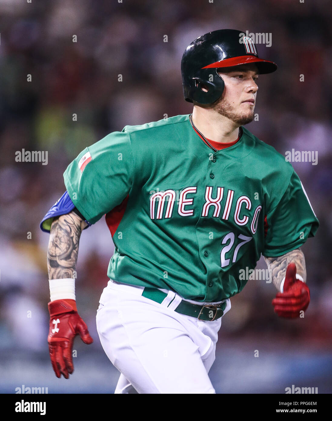 Alex Verdugo de Mexico , duranti el partido de Messico vs Italia,Clásico Mundial de Beisbol en el Estadio de Charros de Jalisco. Guadalajara Jalisco un Foto Stock