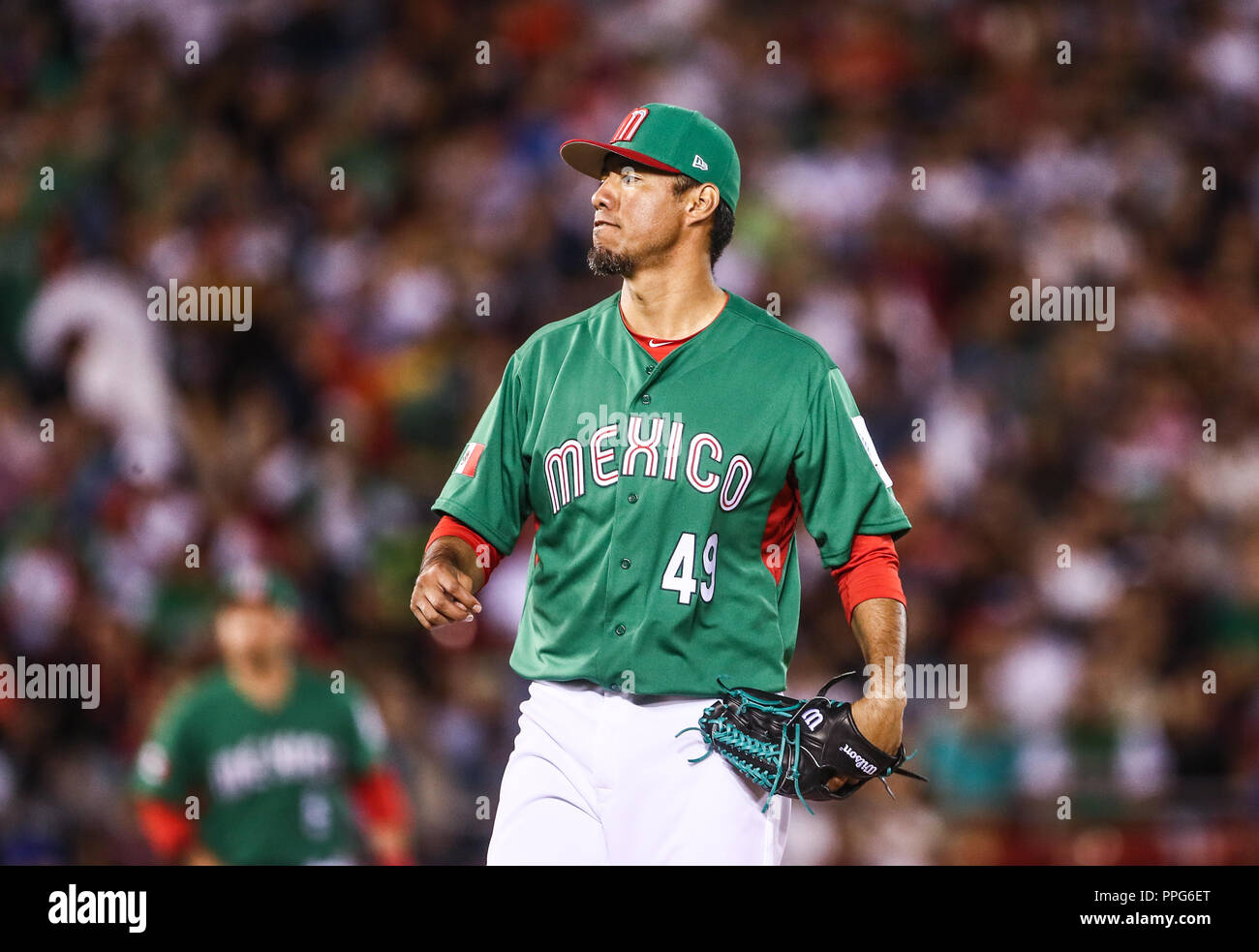 Jovani Gallardo lanciatore iniziale de Mexico, duranti el partido de Messico vs Italia,Clásico Mundial de Beisbol en el Estadio de Charros de Jalisco. Gua Foto Stock