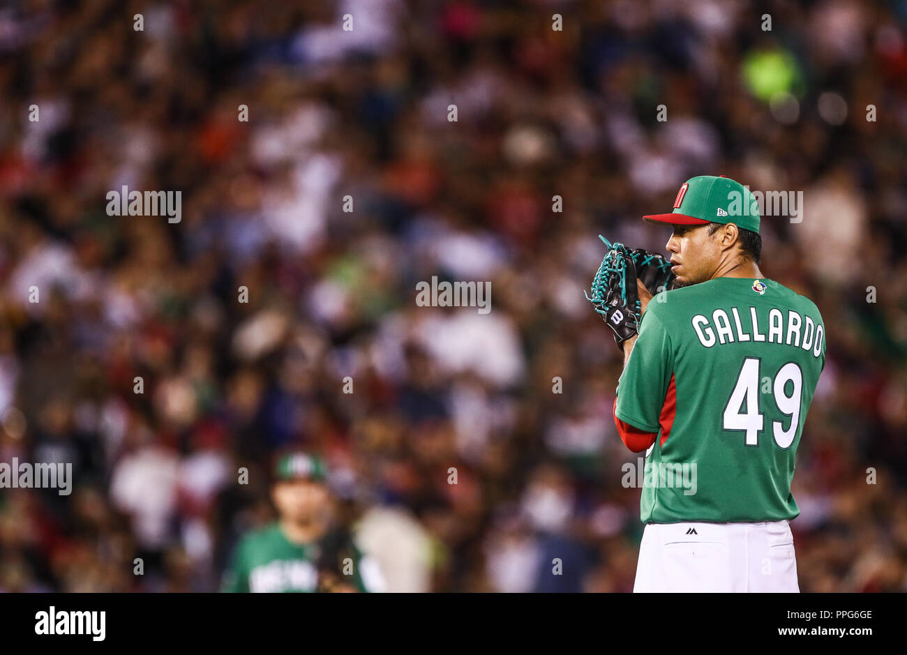 Yovani Gallardo lanciatore de lanciatore iniziale de Mexico, duranti el partido de Messico vs Italia,Clásico Mundial de Beisbol en el Estadio de Charros de J Foto Stock