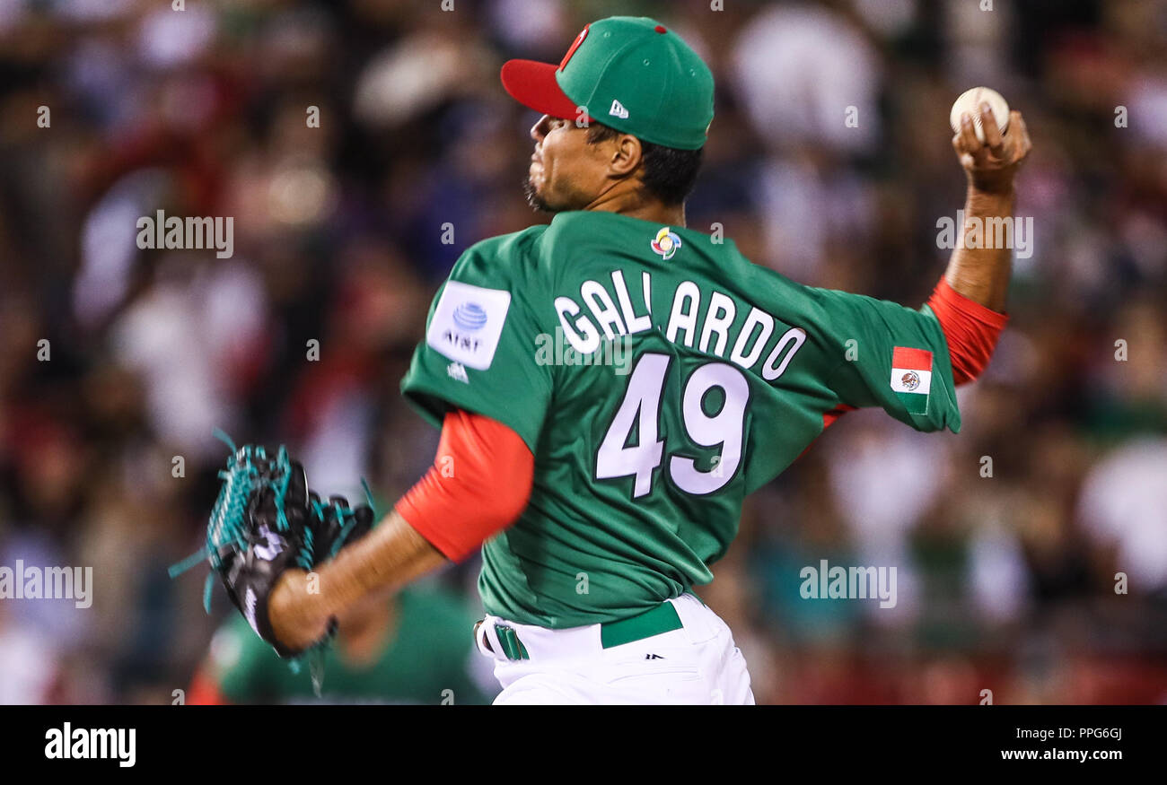 Yovani Gallardo lanciatore de lanciatore iniziale de Mexico, duranti el partido de Messico vs Italia,Clásico Mundial de Beisbol en el Estadio de Charros de J Foto Stock