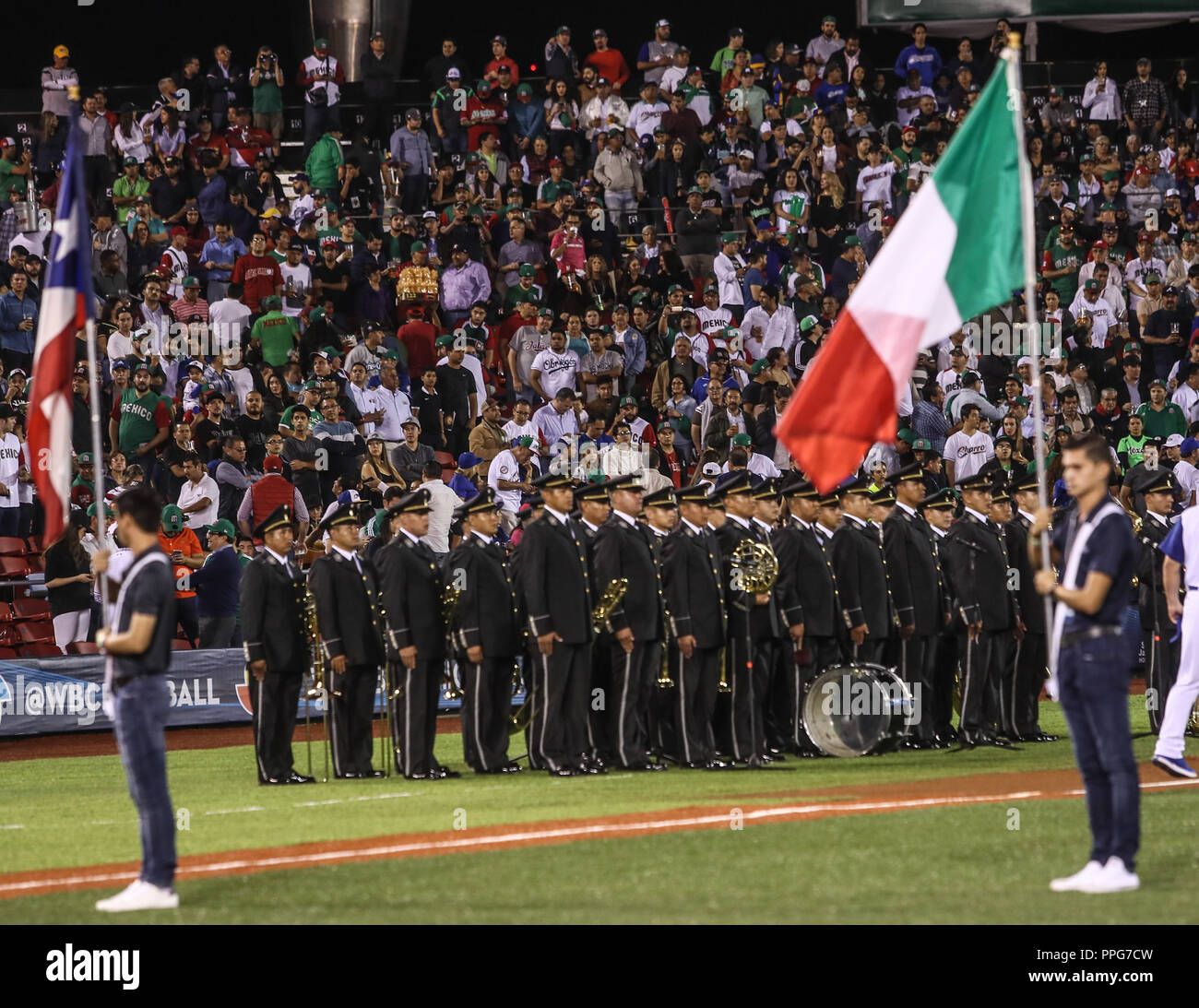 Banda de Musica. Aspectos del Partido Messico vs Italia, duranti Clásico Mundial de Beisbol en el Estadio de Charros de Jalisco. Guadalajara Jalisco Foto Stock