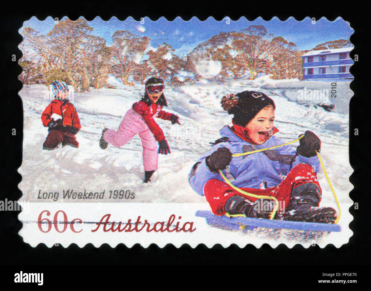 AUSTRALIA - circa 2010: un timbro stampato in australia mostra un lungo weekend degli anni novanta, circa 2010 Foto Stock