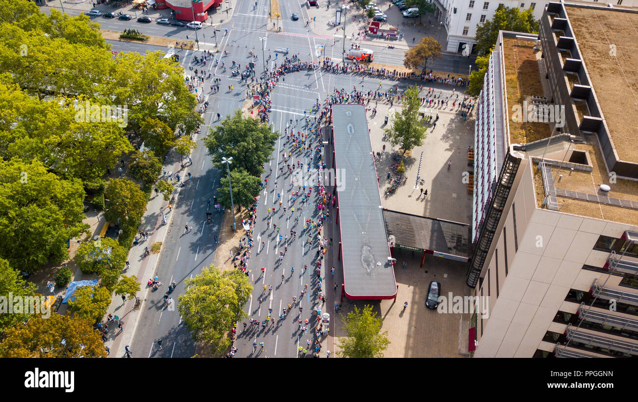 Vista aerea della maratona di Berlino, 2018, Berlino, Germania Foto Stock