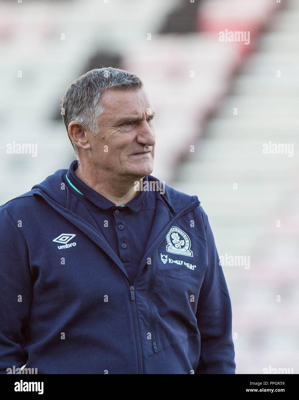 Bournemouth, Regno Unito. Il 25 settembre 2018. Blackburn Rovers manager Tony Mowbray prima al carabao EFL Cup 1/16-match finale tra AFC Bournemouth e Blackburn Rovers presso la vitalità Stadium, Bournemouth, Inghilterra il 25 settembre 2018. Foto di Simon Carlton. Solo uso editoriale, è richiesta una licenza per uso commerciale. Nessun uso in scommesse, giochi o un singolo giocatore/club/league pubblicazioni. Credit: UK Sports Pics Ltd/Alamy Live News Foto Stock
