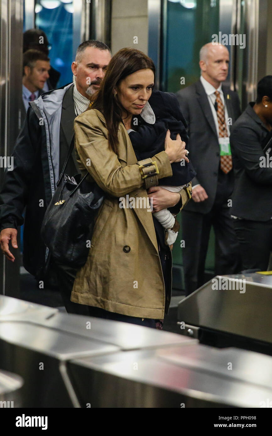 New York, Stati Uniti d'America. 25 Settembre, 2018. NOVA YORK, UCE, 25.09.2018 - ASSEMBLÉIA-ONU - un primeira-ministra da Nova Zelândia, Jacinda Ardern duranti 73 Sessão da Assembléia Geral da ONU na sede das Nações Unidas em Nova York nesta Terça-Feira, 25. (Foto: Vanessa Carvalho/Brasile Photo Press/Folhapress) Credito: Brasile Photo Press/Alamy Live News Foto Stock