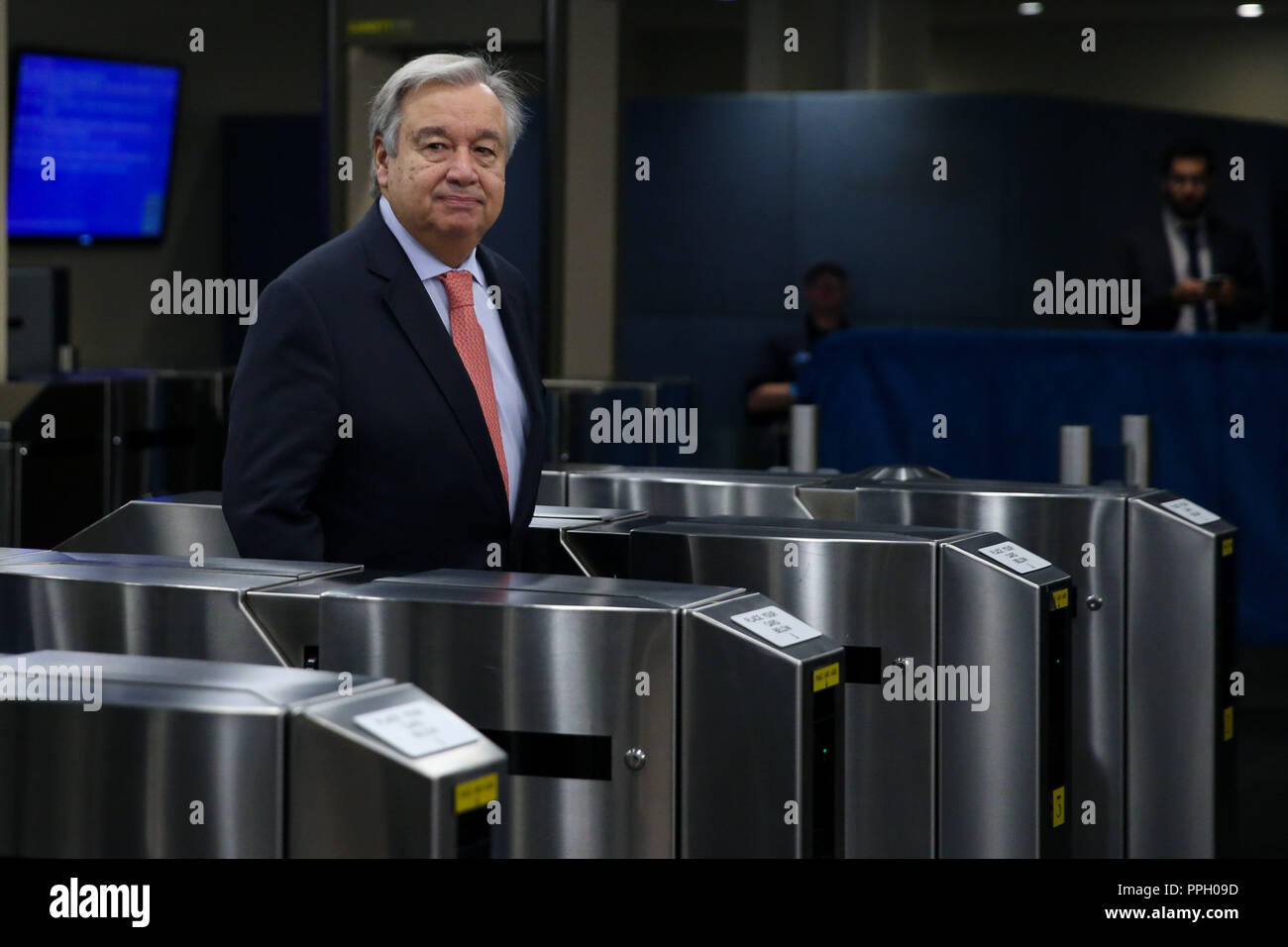 New York, Stati Uniti d'America. 25 Settembre, 2018. NOVA YORK, UCE, 25.09.2018 - ASSEMBLÉIA-ONU - António Guterres Secretário-Geral das Organização das Nações Unidas duranti 73 Sessão da Assembléia Geral da ONU na sede das Nações Unidas em Nova York nesta Terça-Feira, 25. (Foto: Vanessa Carvalho/Brasile Photo Press/Folhapress) Credito: Brasile Photo Press/Alamy Live News Foto Stock