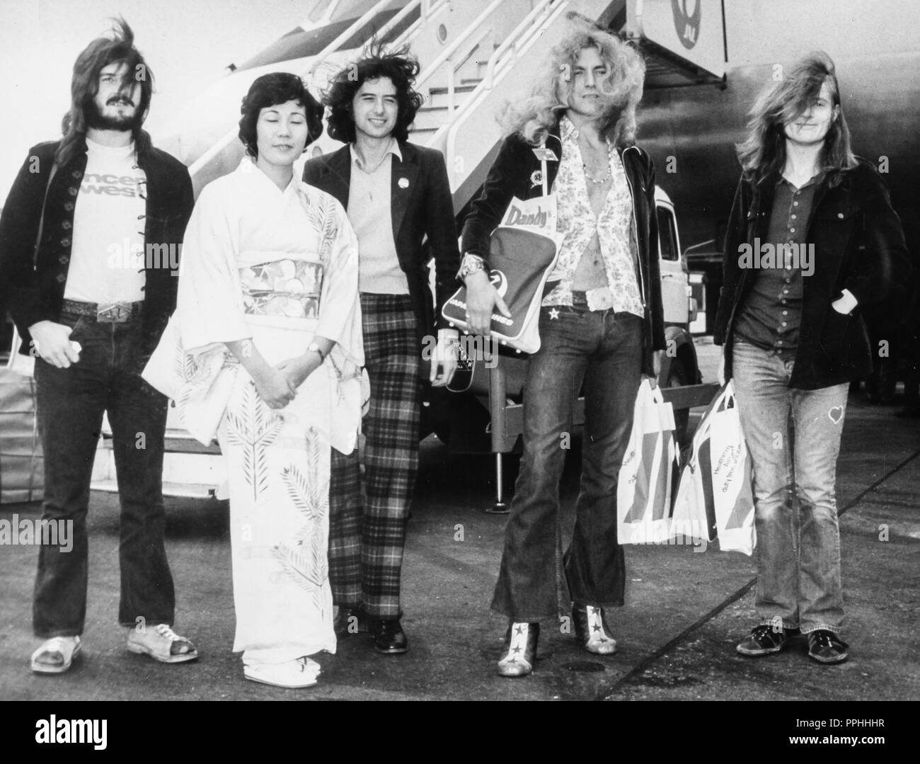 Led Zeppelin, aeroporto di Londra 70s Foto Stock