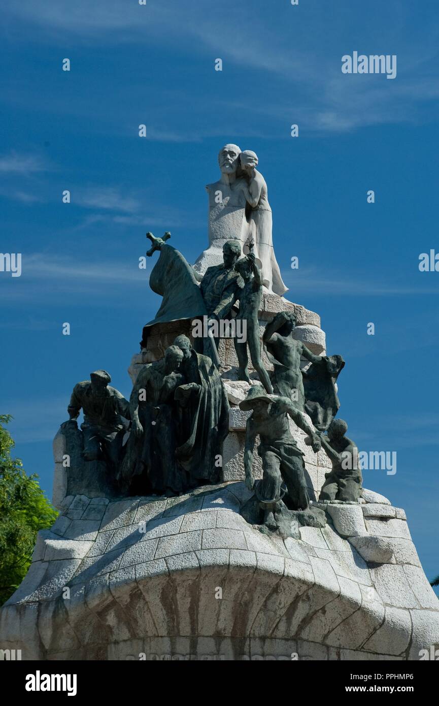 Josep Llimona / 'Monument al dottor Robert" 1910, scultoreo Ensemble, 12,60 x 9,26 x 11,25 m. Museo: Plaza de Tetuán, Distrito del Ensanche, Barcelona, España. Foto Stock