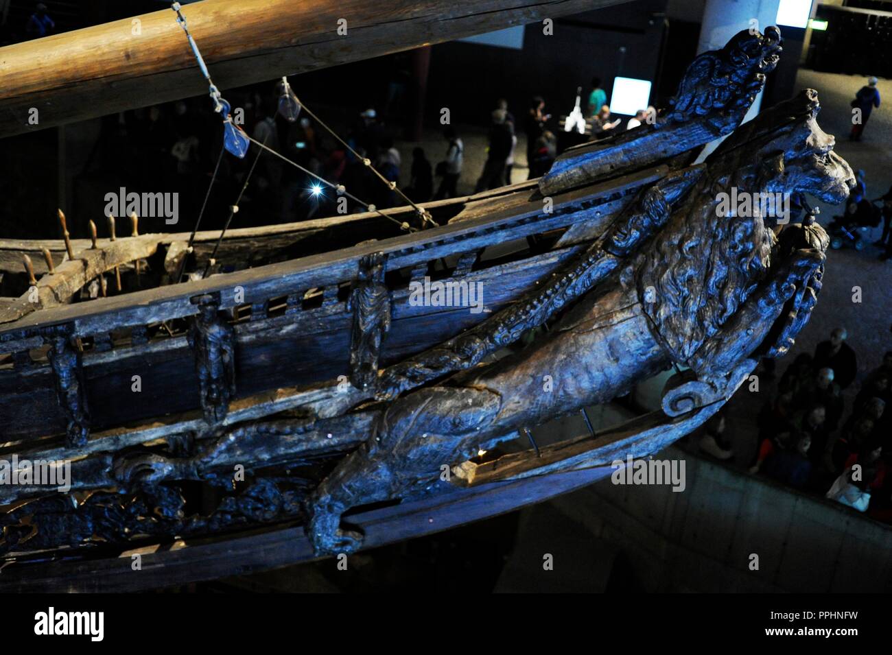 Nave da guerra Vasa. Costruito a 1626-1628 su ordine del re di Svezia Gustavo Adolfo. Polena. Museo Vasa. Stoccolma. La Svezia. Foto Stock