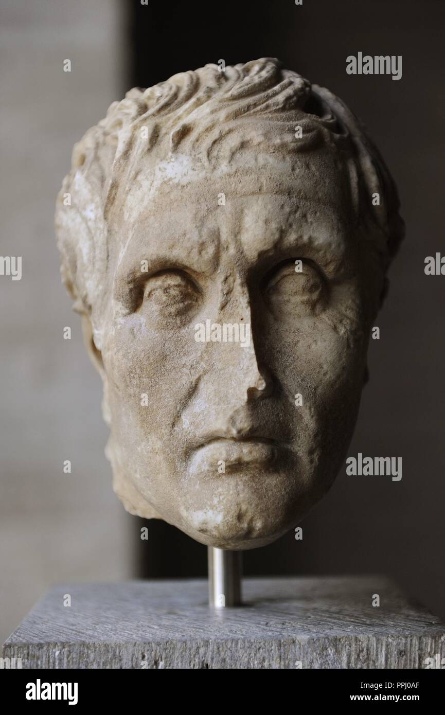 Menander (ca.342-ca.292 BC). Drammaturgo greco, rappresentante dell'ateniese nuova commedia. Copia romana di un originale greco. Glyptothek. Monaco di Baviera. Germania. Foto Stock