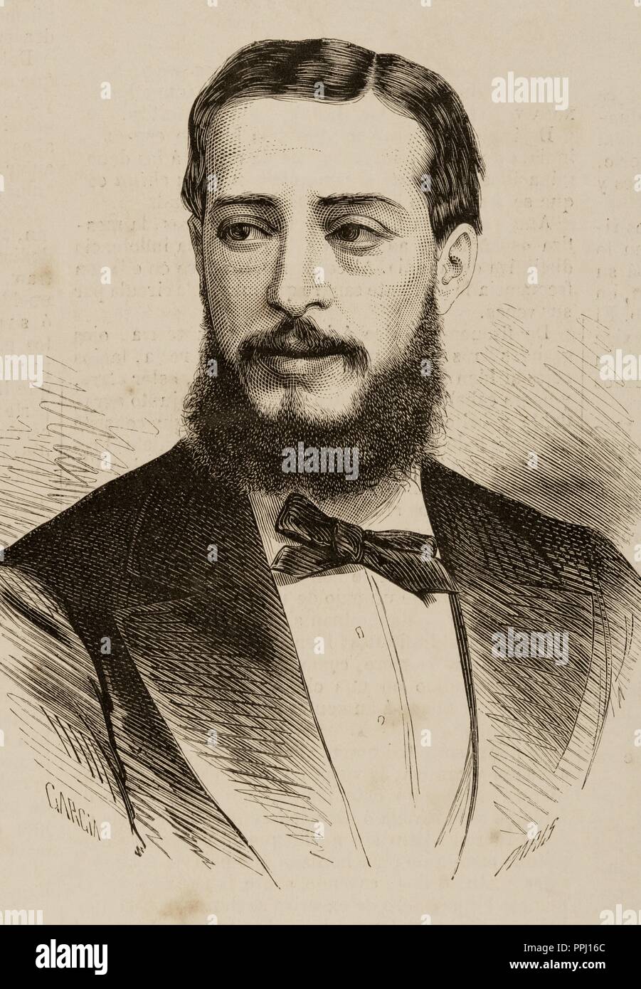 Angelo Carvajal y Fernandez de Cordoba (1841-1898). Politico spagnolo. Incisione in spagnolo e illustrazione americana, 1872. Foto Stock