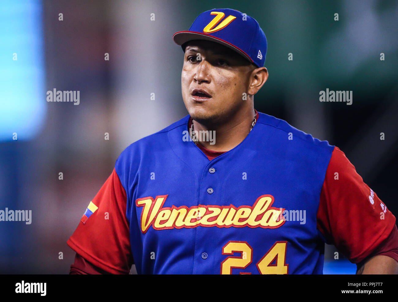 Miguel Cabrera. , Duranti el World Baseball Classic en estadio Charros de Jalisco en Guadalajara, Jalisco, Messico. Marzo 10, 2017. (Foto/Luis Guti Foto Stock