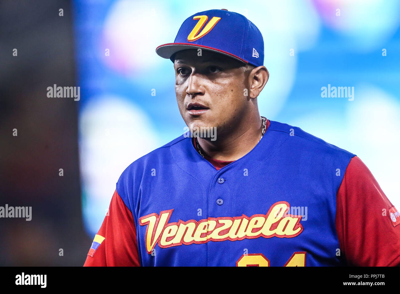 Miguel Cabrera. , Duranti el World Baseball Classic en estadio Charros de Jalisco en Guadalajara, Jalisco, Messico. Marzo 10, 2017. (Foto/Luis Guti Foto Stock