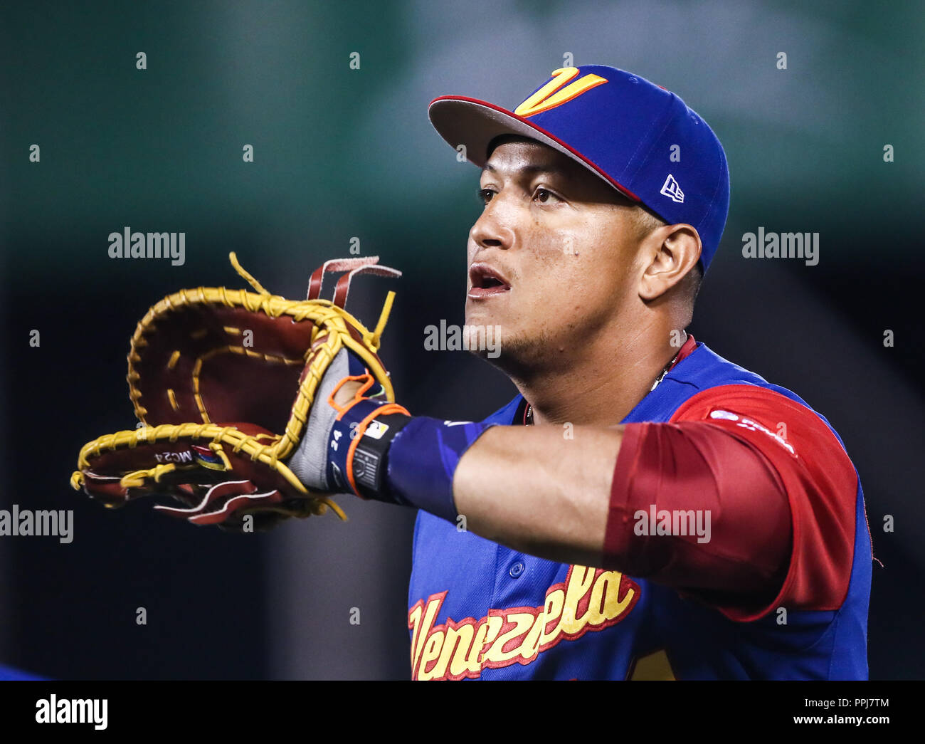 Miguel Cabrera. , Duranti el World Baseball Classic en estadio Charros de Jalisco en Guadalajara, Jalisco, Messico. Marzo 10, 2017. (Foto/Luis Guti Foto Stock