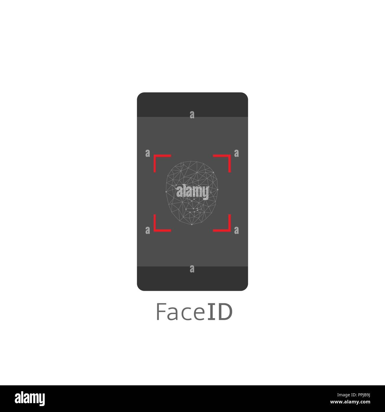 Smartphone con volto icona di scansione Illustrazione Vettoriale