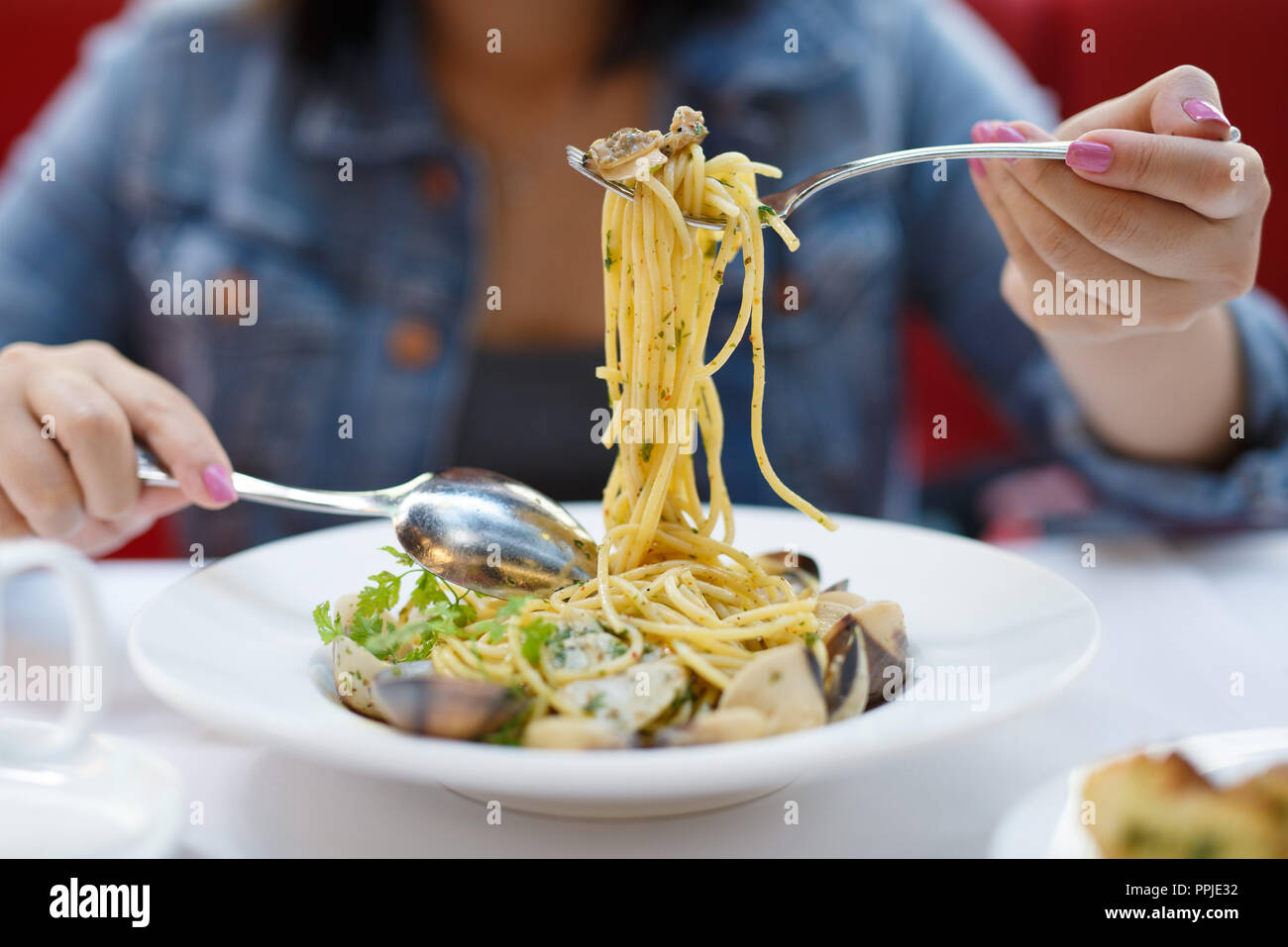 Cibo fotografia di close-up di pasta italiana piatto Foto Stock