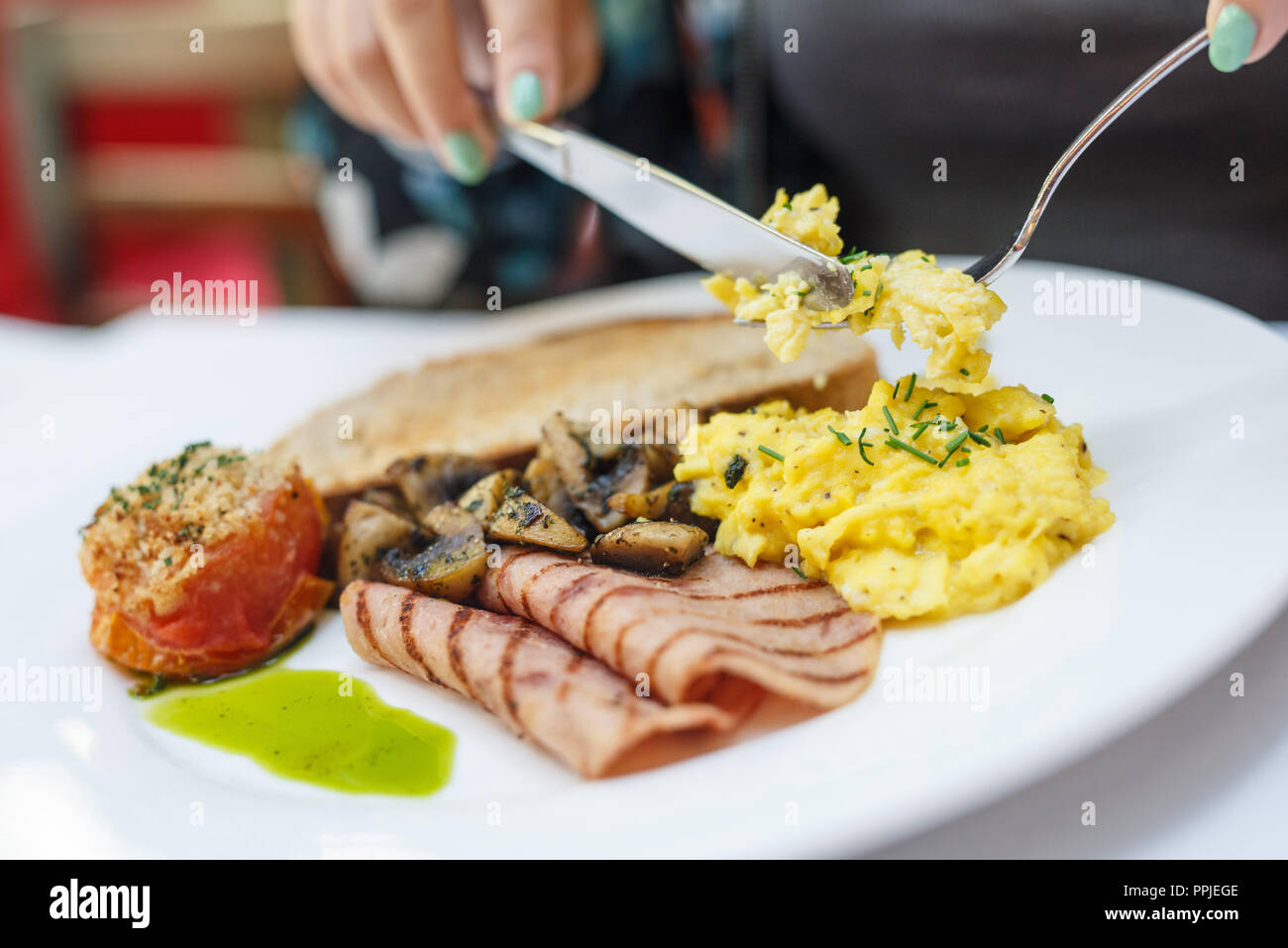 Chiudere il cibo fotografia stile inglese prima colazione Foto Stock