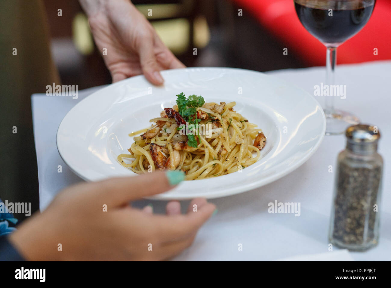 Cibo fotografia di close-up di pasta italiana piatto Foto Stock