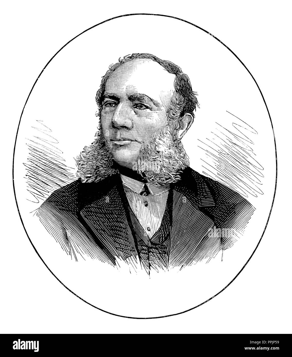 Carl Wilhelm Siemens (1823-1883), ingegnere tedesco. Incisione, 1883. Foto Stock