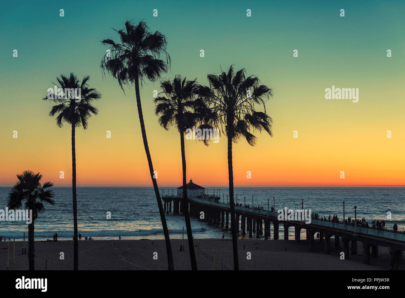 Manhattan Beach al tramonto a Los Angeles in California Foto Stock