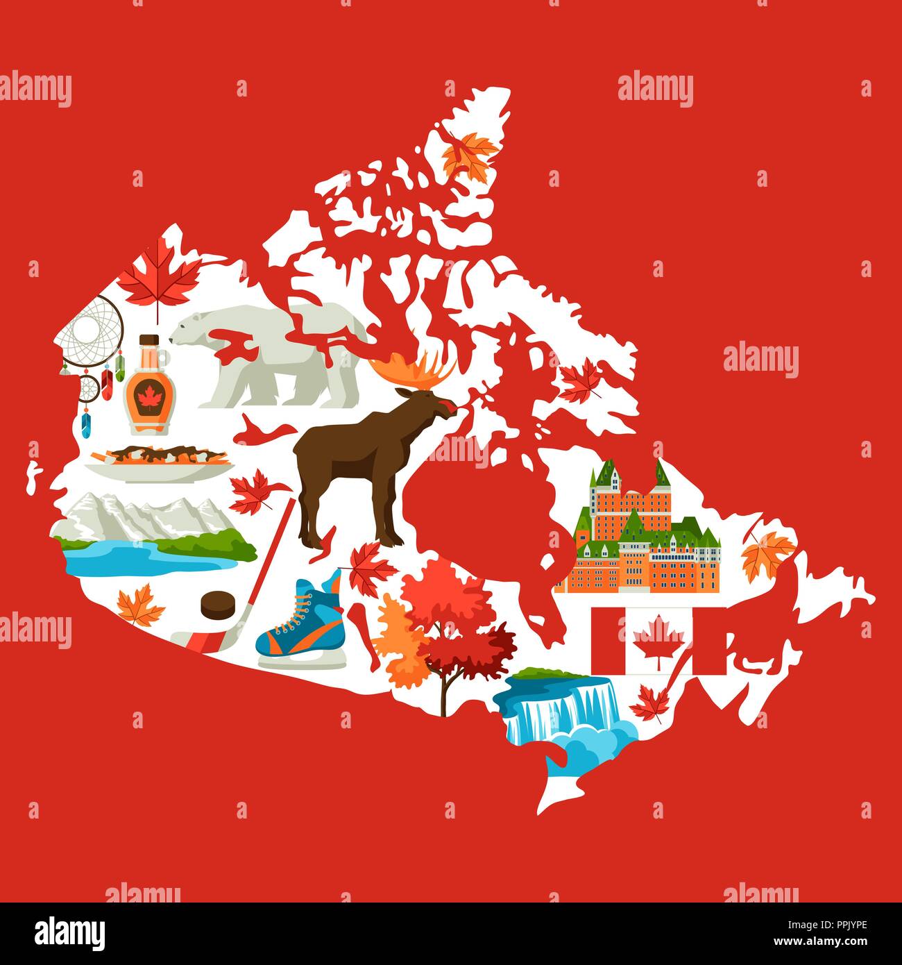 Illustrazione del Canada mappa. Illustrazione Vettoriale