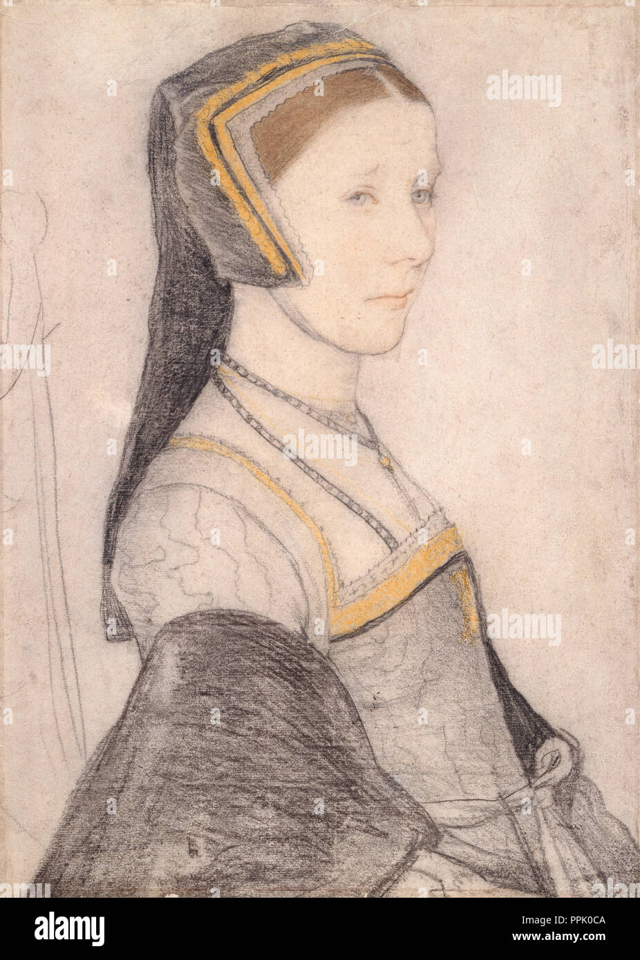 Anne Cresacre (c.1511-77). Data/Periodo: ca. 1527. Disegno. Nero e colored chalks, carta. Altezza: 372 mm (14.64 in); larghezza: 266 mm (10,47 in). Autore: Hans Holbein. Foto Stock