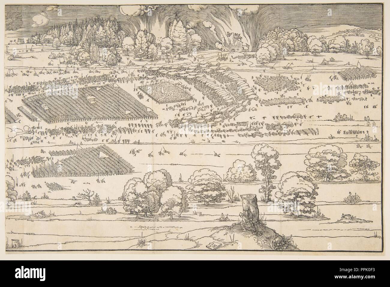 L assedio di una fortezza. Artista: Albrecht Dürer (Tedesco, 1471-1528 Norimberga Norimberga). Dimensioni: foglio: 8 7/8 x 13 1/2 in. (22,5 x 34,2 cm). Data: n.d.. Museo: Metropolitan Museum of Art di New York, Stati Uniti d'America. Foto Stock