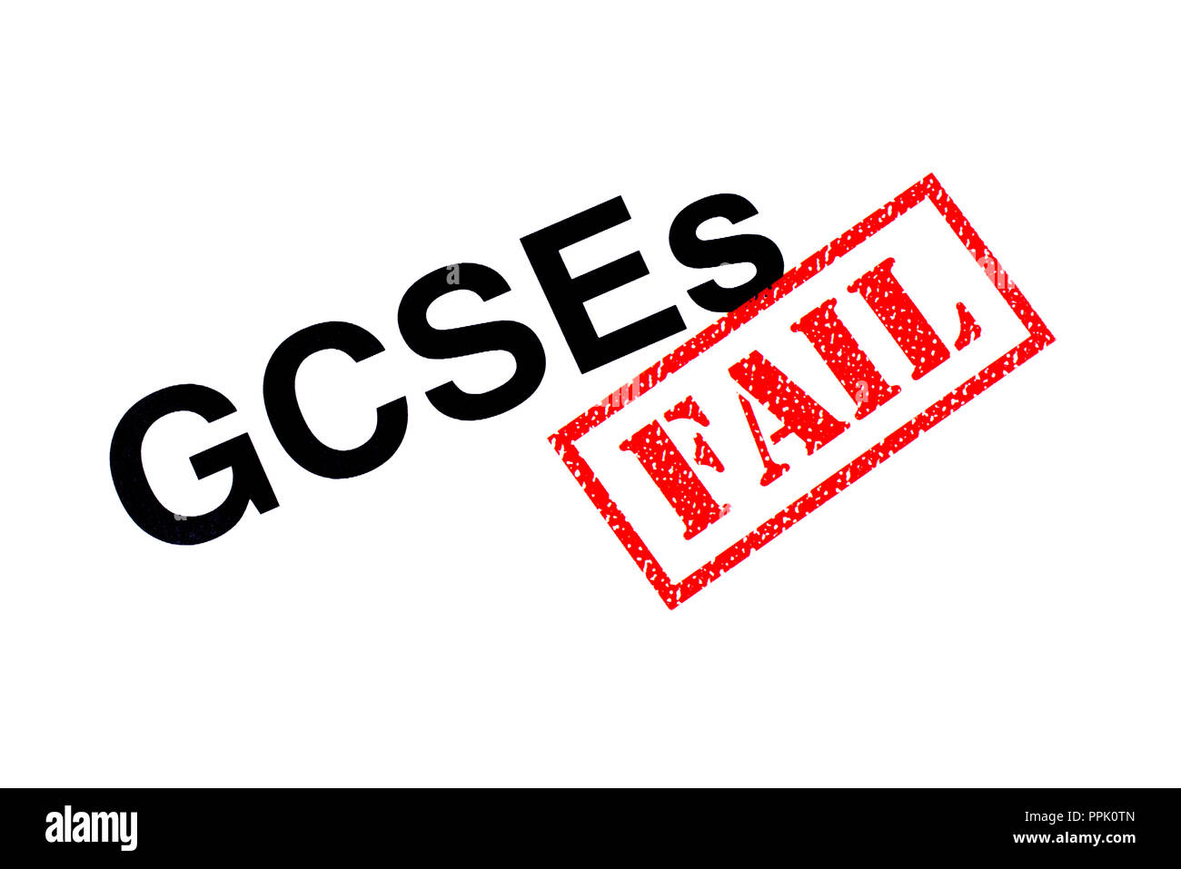 Un gcse voce timbrata con un rosso FAIL timbro di gomma. Foto Stock