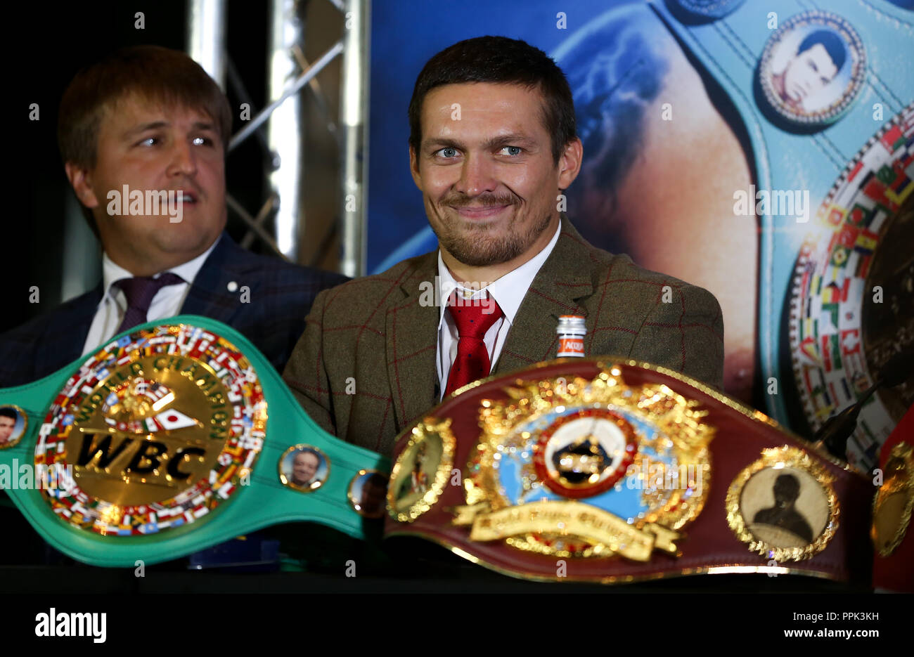 Oleksandr Usyk durante il Oleksandr Usyk e Tony Bellew conferenza stampa a Manchester, UK. Picture Data: 24 settembre 2018. Foto di credito dovrebbe Foto Stock