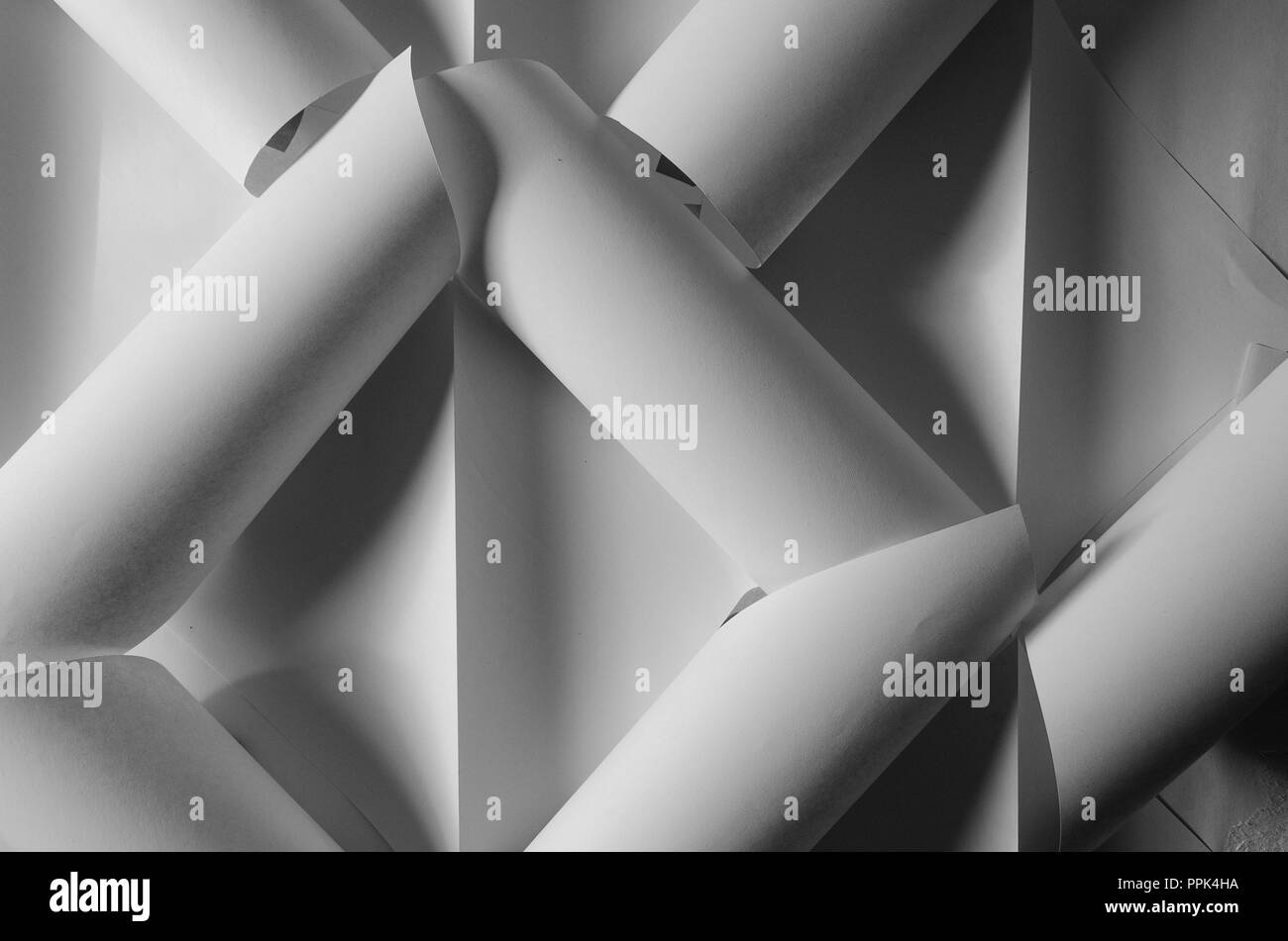 Bellissimo effetto tridimensionale che adorna i vostri testi in un elegante e splendido sfondo astratto. Tutti isolato su un fondo bianco e con d Foto Stock