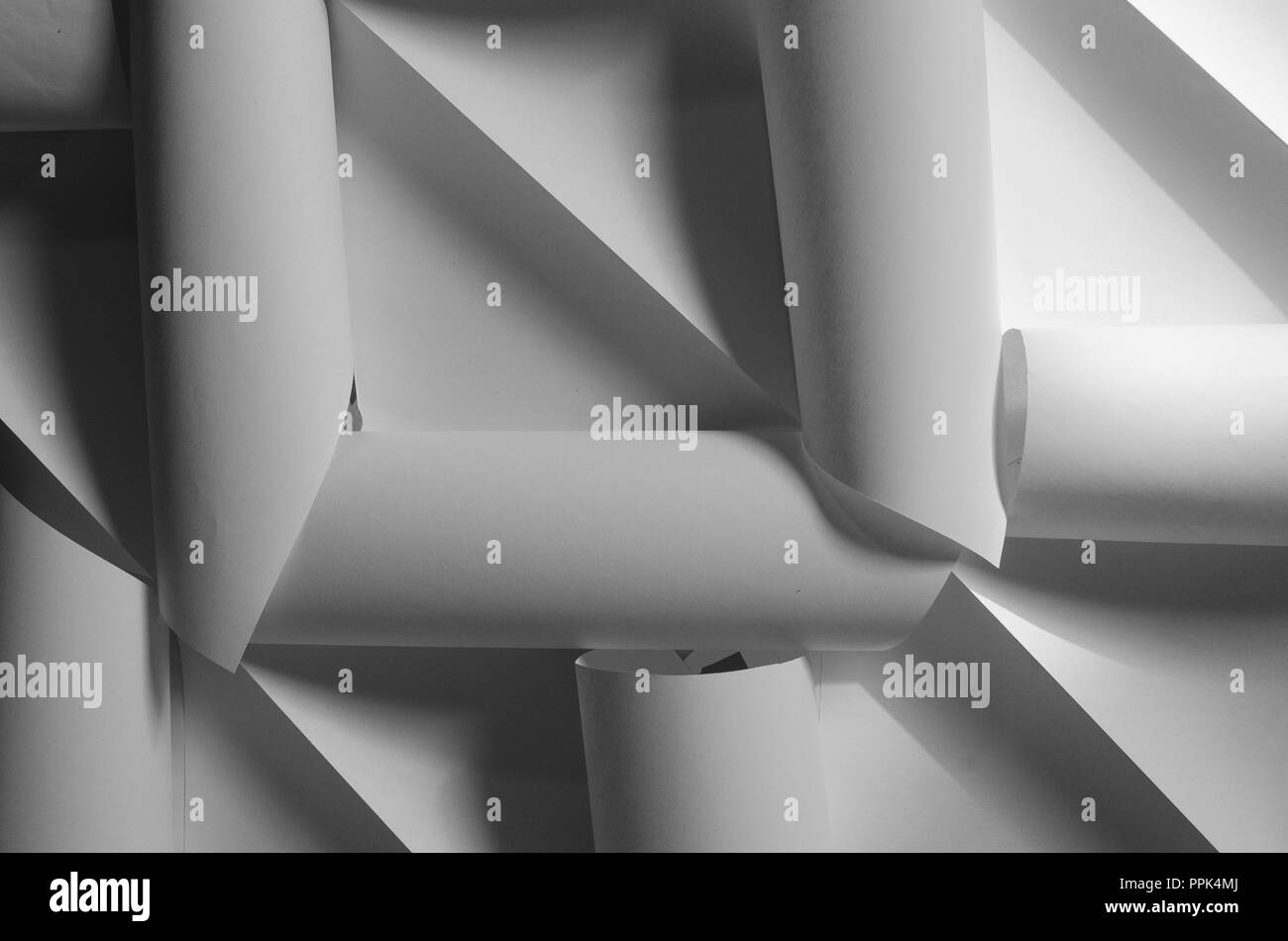 Bellissimo effetto tridimensionale che adorna i vostri testi in un elegante e splendido sfondo astratto. Tutti isolato su un fondo bianco e con d Foto Stock