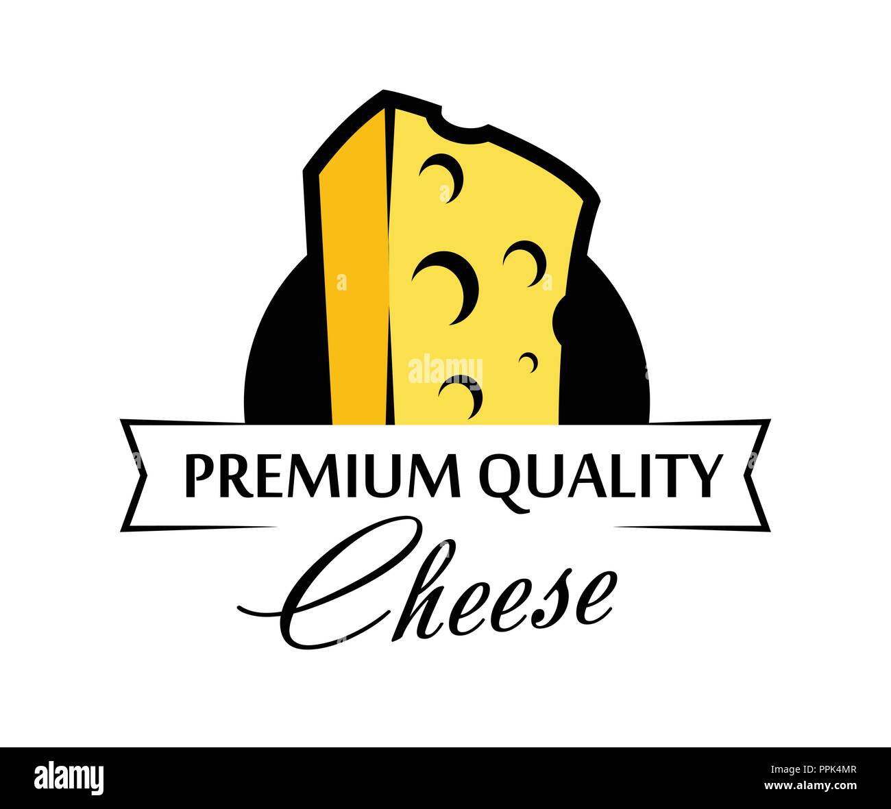 Emblema di formaggio di qualità Premium in design moderno - illustrazione di vettore isolato su sfondo bianco. Illustrazione Vettoriale