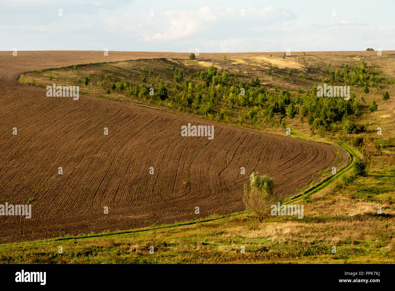 In autunno il paesaggio rurale, vista dalla collina Totoha, Ucraina Foto Stock