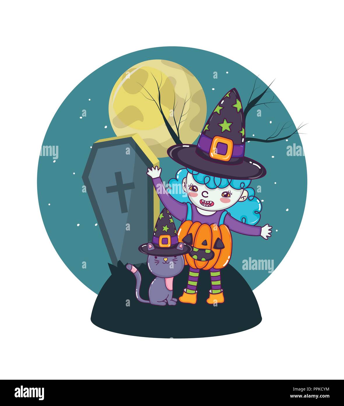 Halloween cartoni animati per bambini Illustrazione Vettoriale