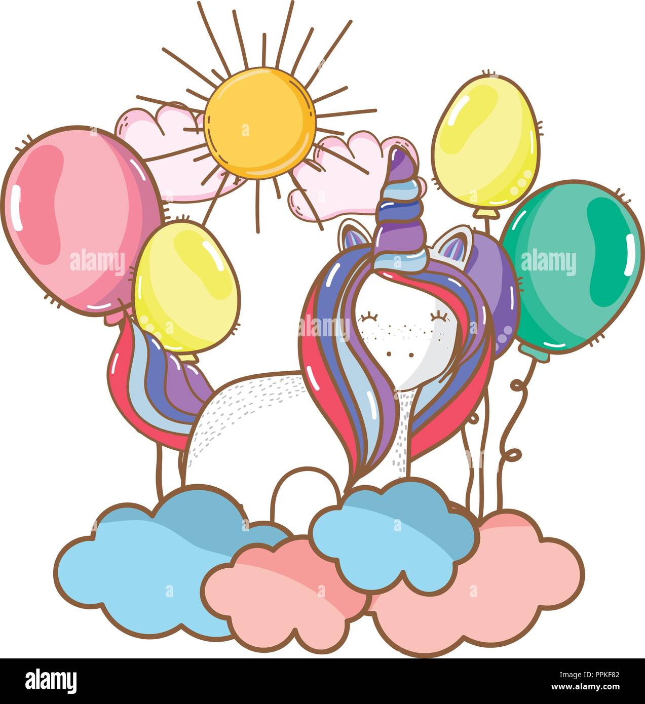 Buon compleanno unicorn cartoni animati Immagine e Vettoriale - Alamy