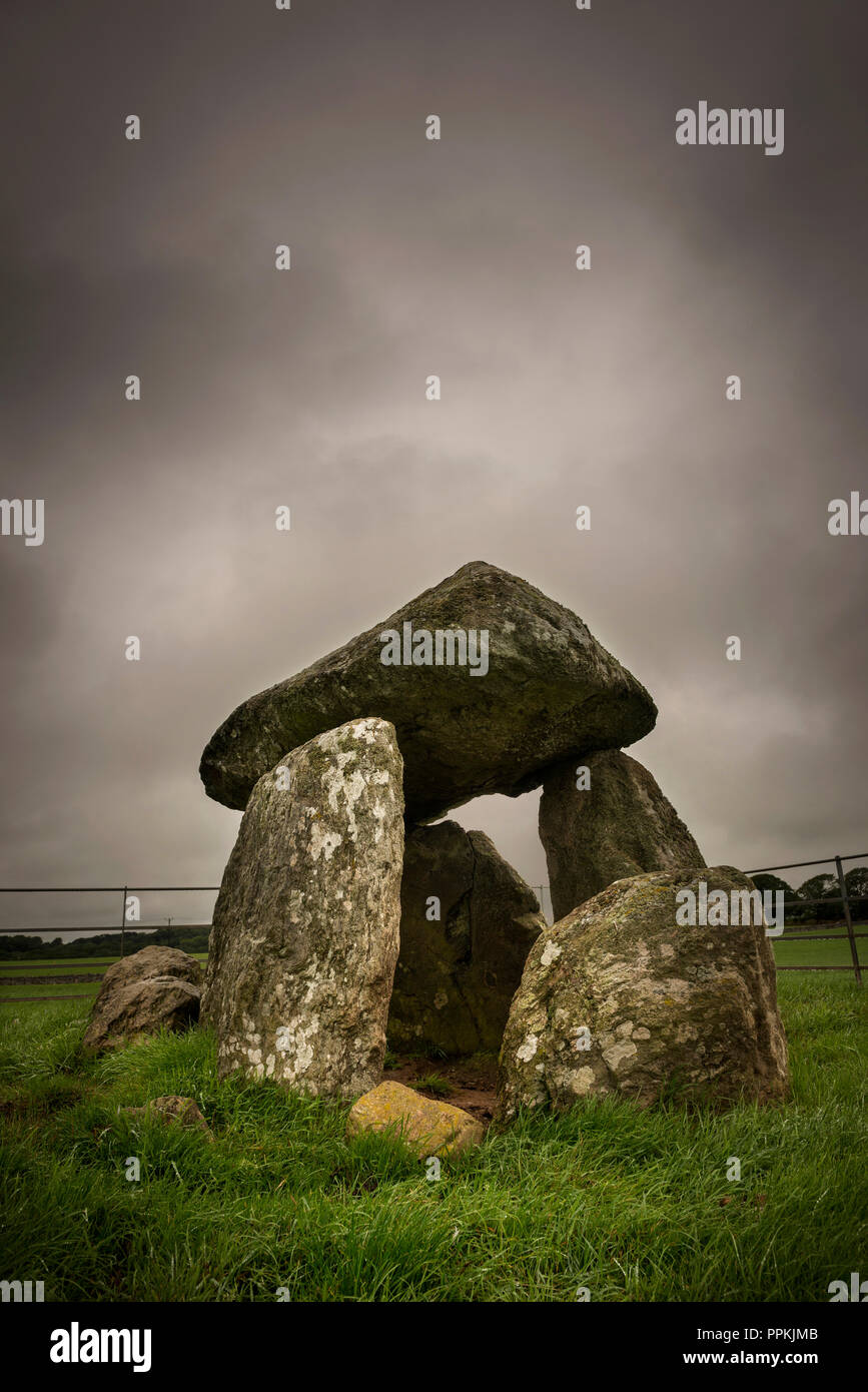 Bodowyr cromlech su Anglesey, Galles, Regno Unito Foto Stock