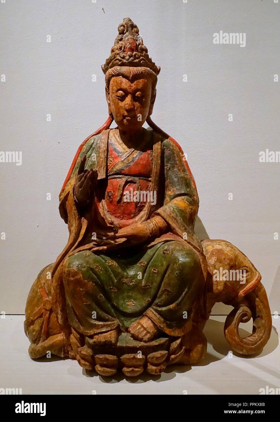 Bodhisattva Samantabhadra, Cina dinastia Ming, c. 1500 Annuncio, legno - Foto Stock