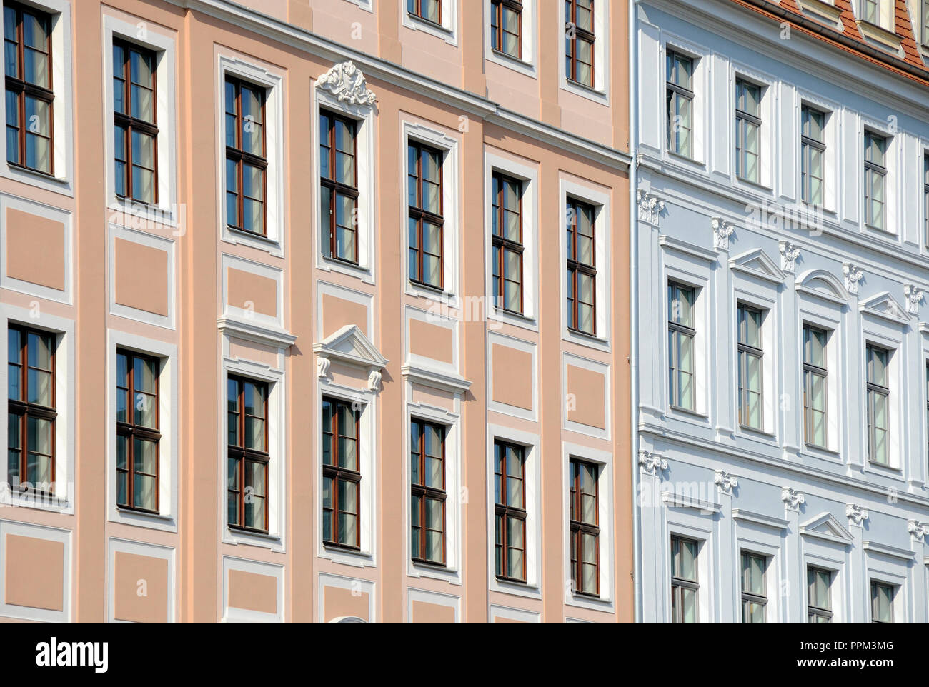 Facciata di un edificio a Dresda, Germania Foto Stock