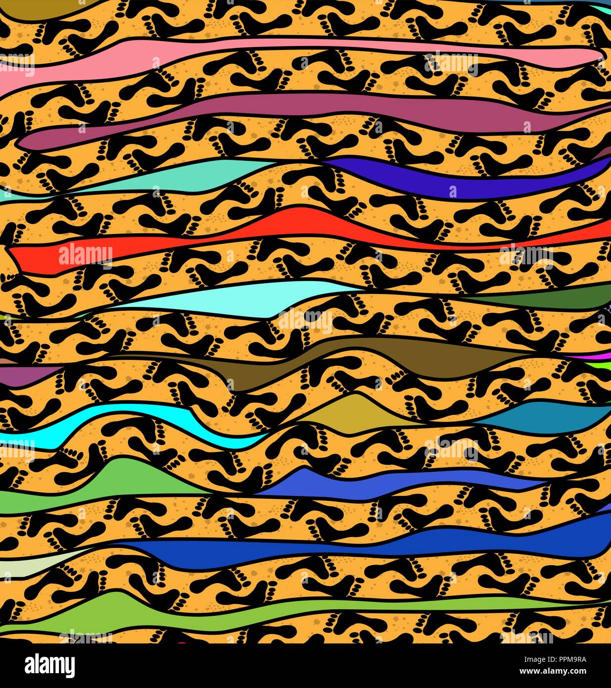 Abstract sfondo colorato immagine delle fasi della catena di footprint Illustrazione Vettoriale