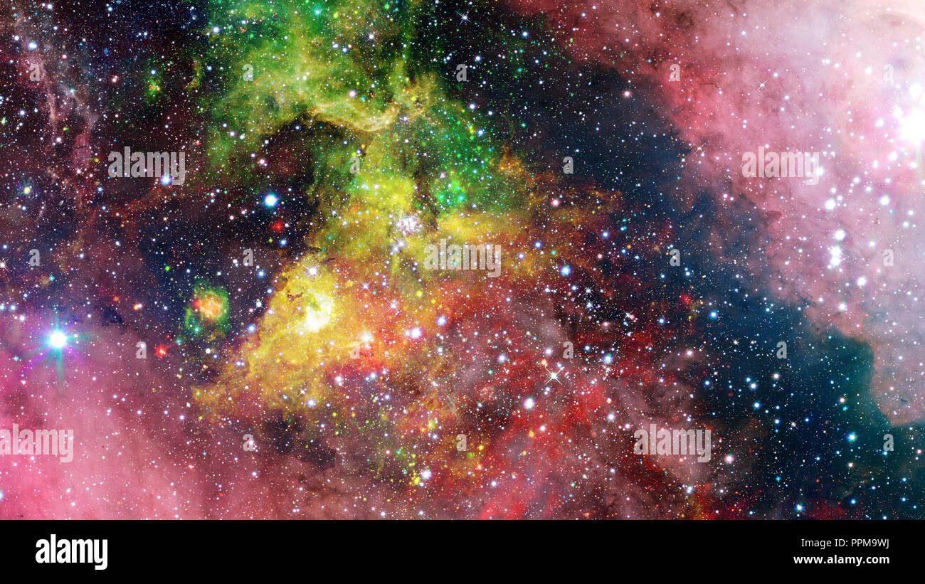 Abstract luminoso colorato universo. Nebula notte cielo stellato nei colori dell'arcobaleno. Multicolor spazio esterno. Gli elementi di questa immagine fornita dalla NASA. Foto Stock