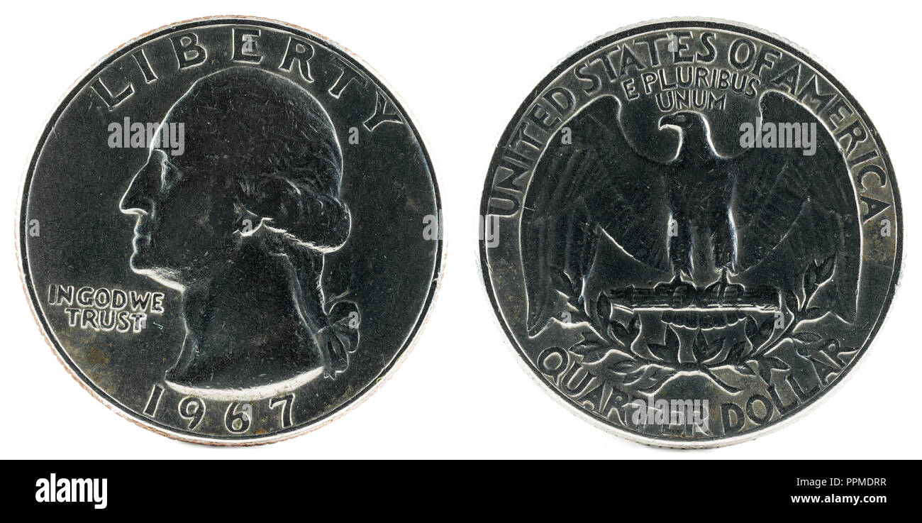 Moneta degli Stati Uniti. Quarto di Dollaro 1967. Foto Stock