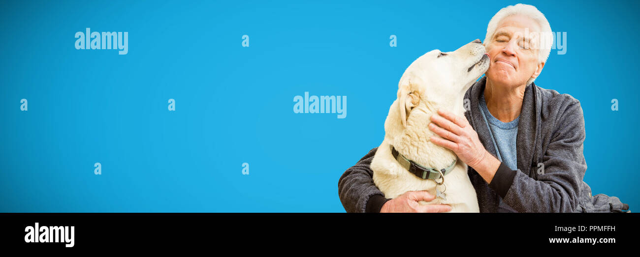 Immagine composita dell'uomo gioca con il suo cane Foto Stock