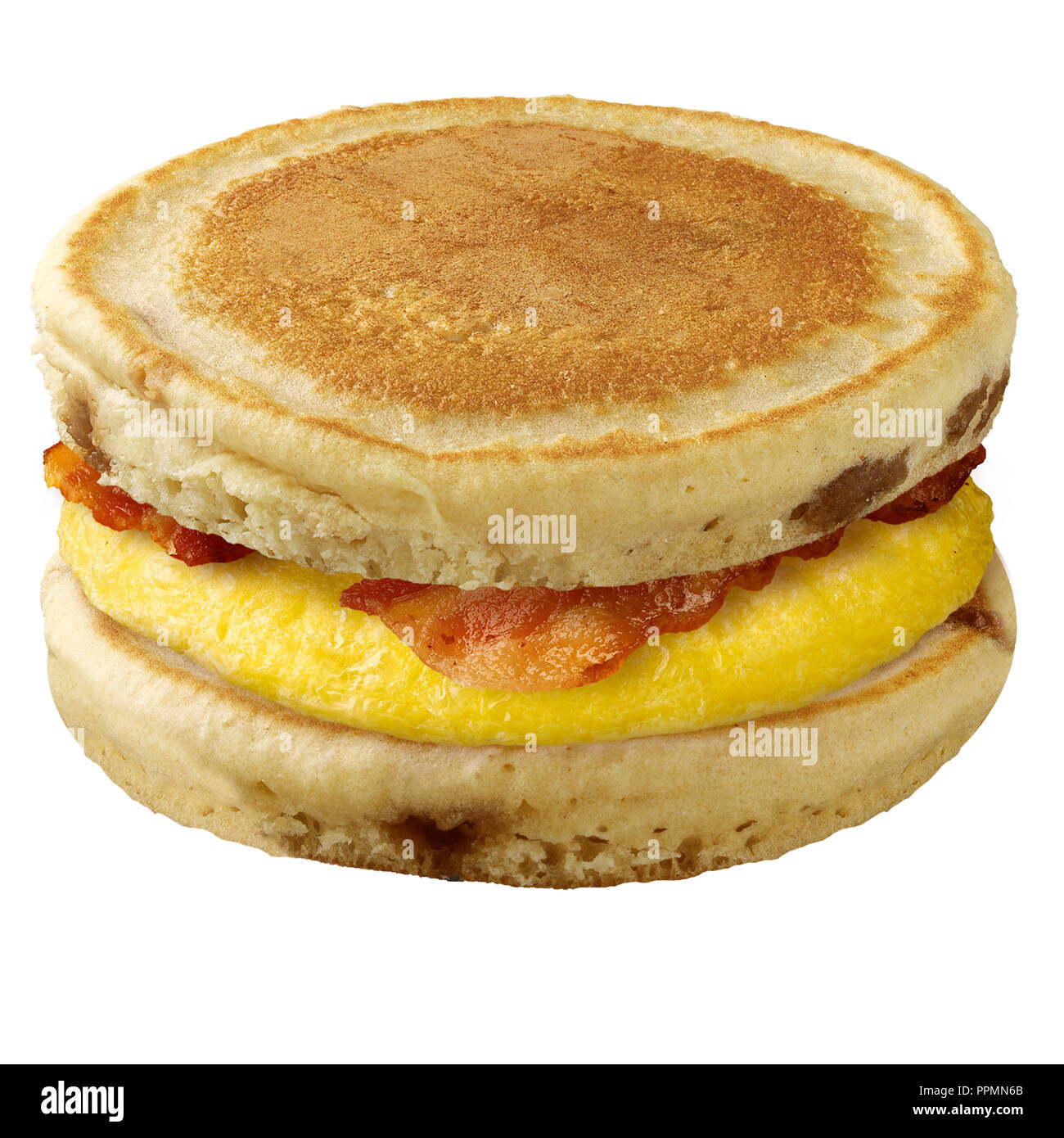 Pancake uova e bacon Sandwich Foto Stock