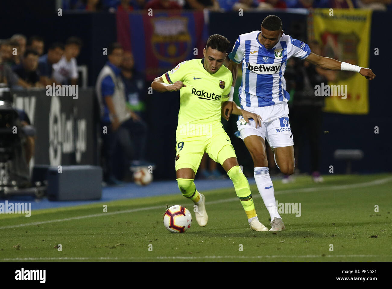 Leganes, Madrid, Spagna. 26 Sep, 2018. Munir El Haddadi (FC Barcelona) durante la Liga match tra CD Leganes e FC Barcellona a Butarque Stadium di Leganes, Spagna. Credito: Manu Reino/SOPA Immagini/ZUMA filo/Alamy Live News Foto Stock