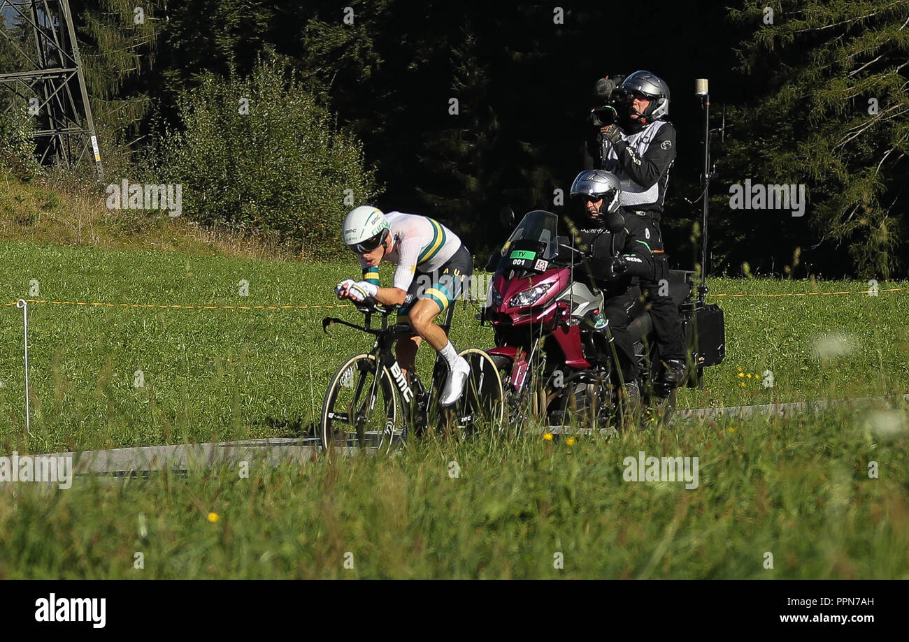 Innsbruck, Austria. Il 26 settembre 2018. Rohan Dennis (Australie) durante la UCI Strada 2018 Campionati del mondo, uomini elite cronometro individuale su Settembre 26, 2018 a Innsbruck, Austria - Photo Laurent Lairys / DPPI Credito: Laurent Lairys/Agence Locevaphotos/Alamy Live News Foto Stock